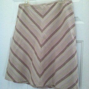 GAP A-Line Skirt in Cream and Brown Chevron Stripes
